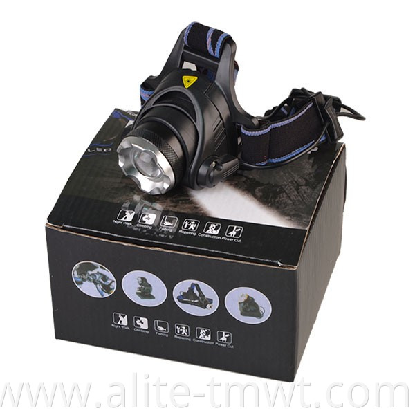 10W high power LED headlight rechargeable zoom headlamp adjustable zoom head long range safety helmet light